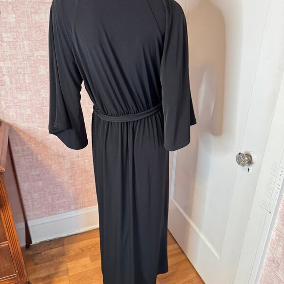 American Glamour Badgley Mischka Black Knit Maxi Evening Gold Beaded Dress sz L - Picture 6 of 9